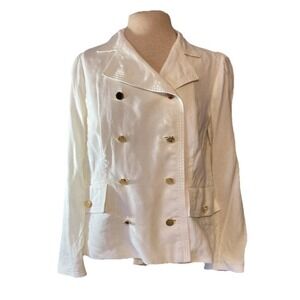 Kulson White Blazer US 8 90's Gold Buttons Military Chic Preppy Statement Casual